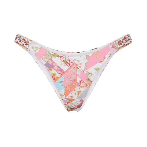 White Floral Bikini Bottom Cheeky Cut - Camilla - Modalova