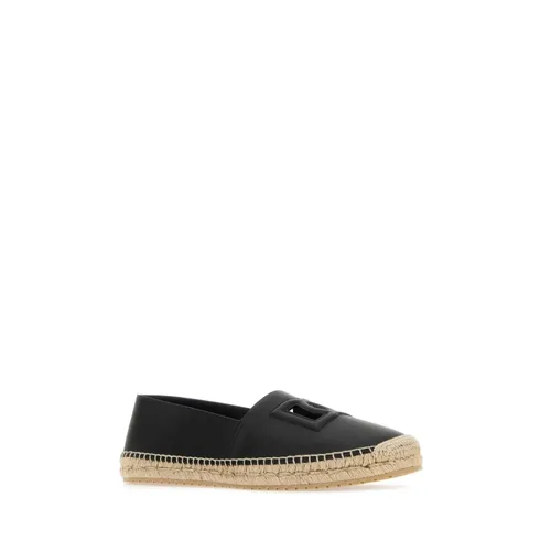 Stylish Black Leather Espadrilles - Dolce & Gabbana - Modalova