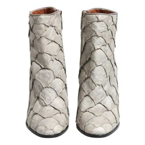 Off White Leather Ankle Boots Shoes - Dolce & Gabbana - Modalova