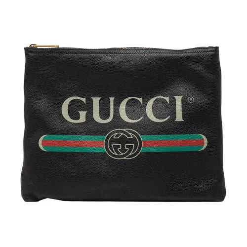 Pre-owned Printed Leather Pouch - Gucci Vintage - Modalova