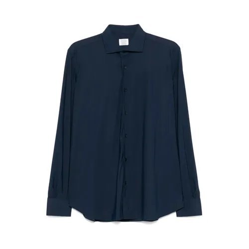 Navy Blue Button-Up Shirt - Mazzarelli - Modalova
