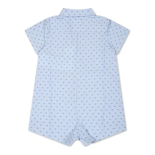 Sky Blue Cotton Romper - Emporio Armani - Modalova