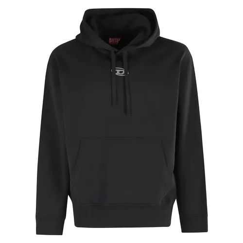 Felpa nera con cappuccio e logo frontale - Diesel - Modalova