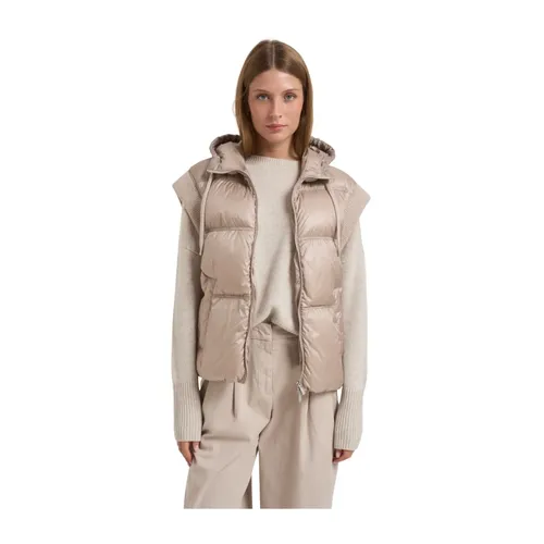 Beige Down Gilet with Hood - Peserico - Modalova