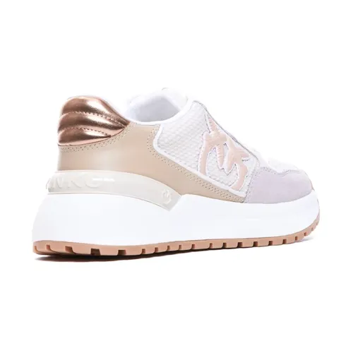 White Suede and Mesh Sneakers - Pinko - Modalova