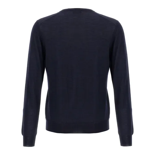 Wool and Silk V-neck Sweater - Barba - Modalova