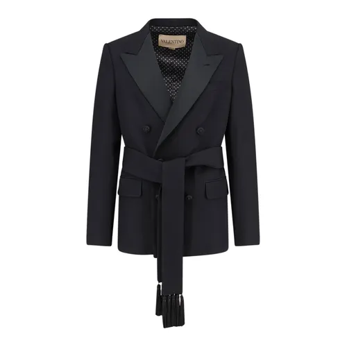 Virgin Wool Blazer With Belt - Valentino - Modalova