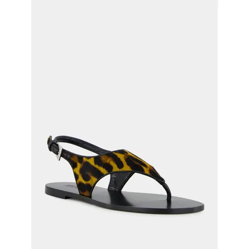 Mustard Leopard Print Flat Sandals - Paris Texas - Modalova