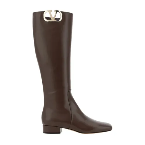 Leather Logo Boots - Valentino Garavani - Modalova