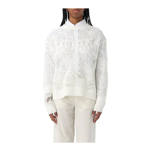 White Crochet Knit Pullover Sweater - Max Mara - Modalova