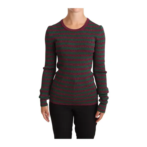 Striped Crew Neck Pullover Sweater - Dolce & Gabbana - Modalova