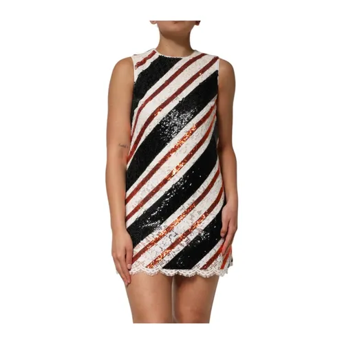 Sequin Lace Shift Mini Dress - Dolce & Gabbana - Modalova