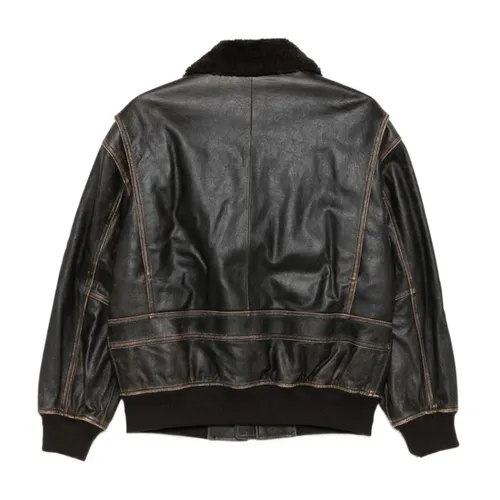 A-2 Shearling Collared Leather Jacket - Dunst - Modalova