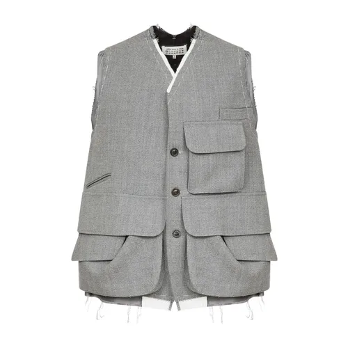 Grey Wool Cargo Vest - Maison Margiela - Modalova