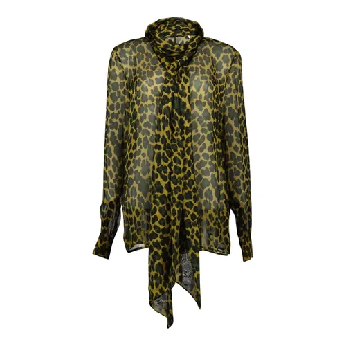 Tie-neck Leopard-print Blouse - Saint Laurent - Modalova