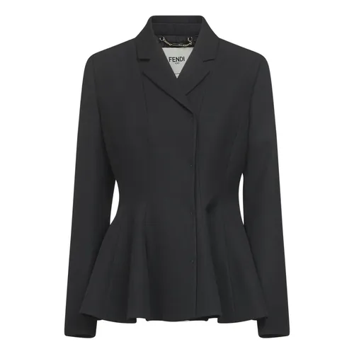 Black Wool Peplum Jacket - Fendi - Modalova