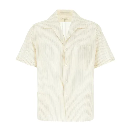 Camisa de Manga Corta de Algodón y Seda a Rayas - Maison Margiela - Modalova