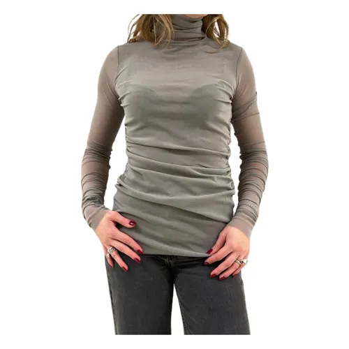 Sheer-Effect Turtleneck Top - MeiMeiJ - Modalova