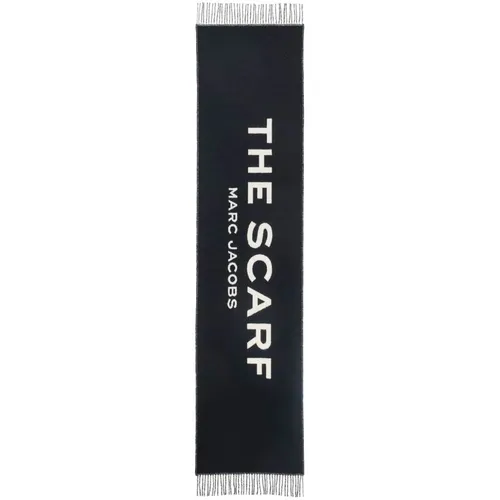 Black/White Wool Blend Knitted Scarf - Marc Jacobs - Modalova