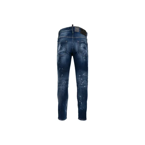 Men's Button Jeans with Leather Patch - Dsquared2 - Modalova