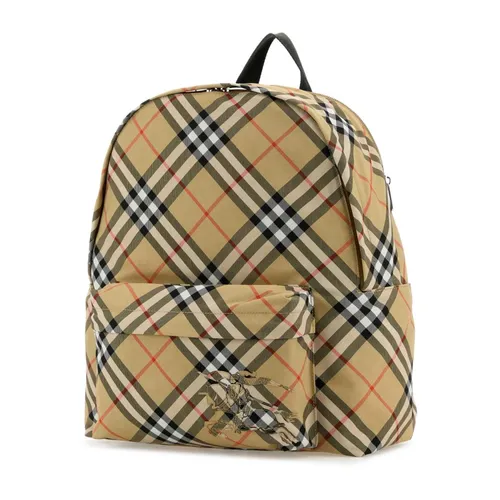 Embroidered Fabric Check Backpack - Burberry - Modalova