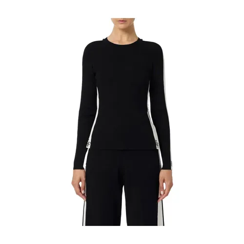 Top in viscose fabric with shiny bands - Elisabetta Franchi - Modalova