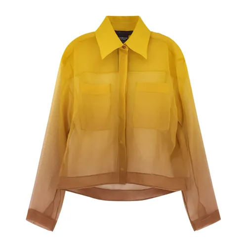 Camisa Dorada de Seda de Manga Larga con Botones - Max Mara - Modalova
