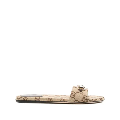 Beige Monogram Horsebit Sandals - Gucci - Modalova