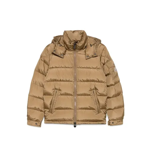 Maya Beige Down Jacket - Moncler - Modalova