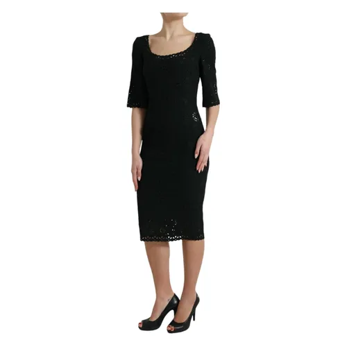 Floral Lace Bodycon Midi Dress - Dolce & Gabbana - Modalova