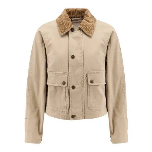 Beige Corduroy Jacket with Buttons - Burberry - Modalova