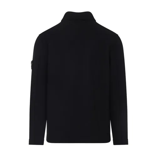 Black Wool Jacket with Snap Fastening - Stone Island - Modalova