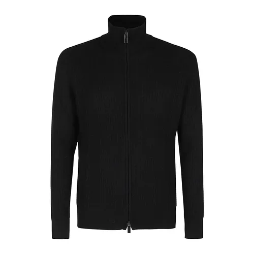 Merino Wool Checkered Zip Sweater - Paolo Pecora - Modalova