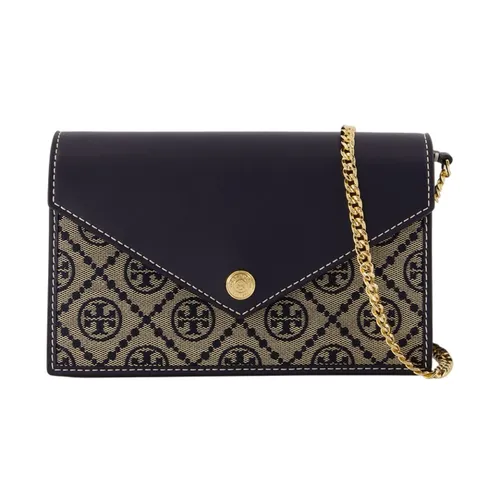 Blue Cotton Envelope Wallet On Chain - Tory Burch - Modalova