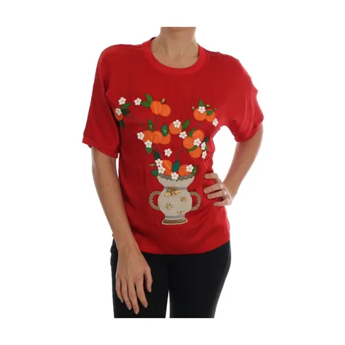 Crystal Top Red Silk Vase - Dolce & Gabbana - Modalova
