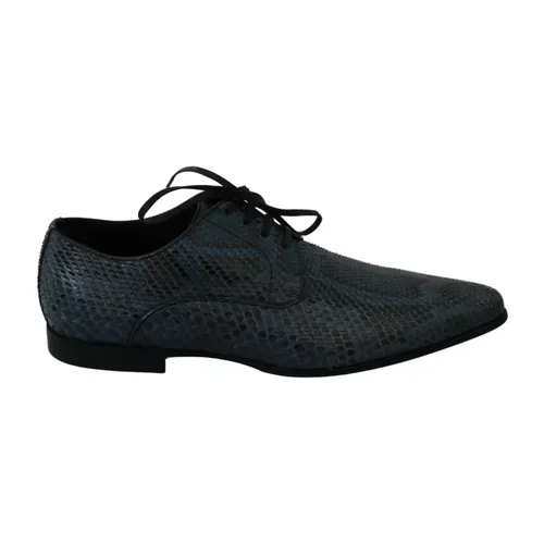 Blue Python Leather Lace-Up Shoes - Dolce & Gabbana - Modalova