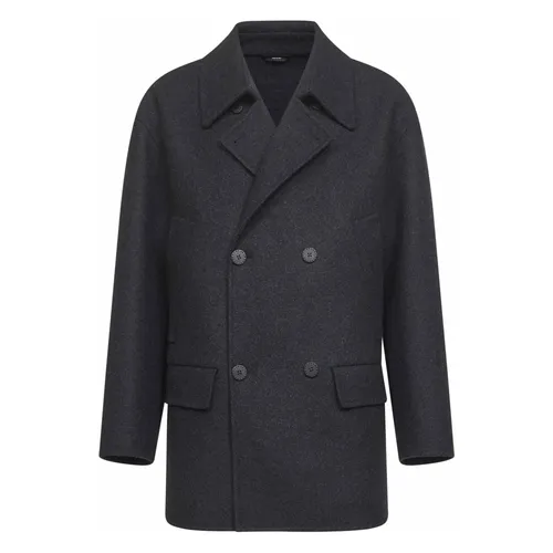 Grey Wool Double-Breasted Coat - Fendi - Modalova