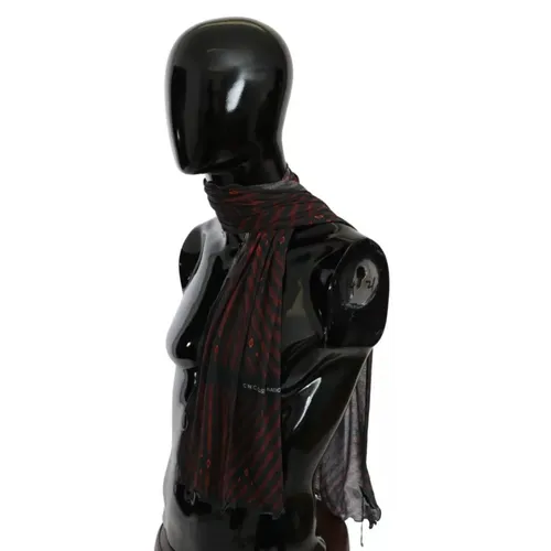 Black Red Viscose Striped Scarf - Costume National - Modalova