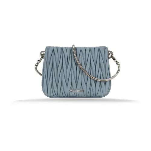 Leather Handbag with Magnetic Button - Miu Miu - Modalova