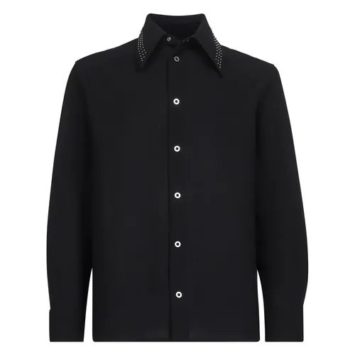 Black Wool Shirt with Metal Studs - Jil Sander - Modalova