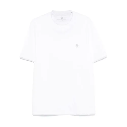 White Logo Cotton T-shirt - Brunello Cucinelli - Modalova