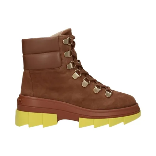 Stivaletti in camoscio marrone con lacci - Stuart Weitzman - Modalova
