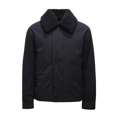 Navy Shearling Collar Down Jacket - Armani - Modalova