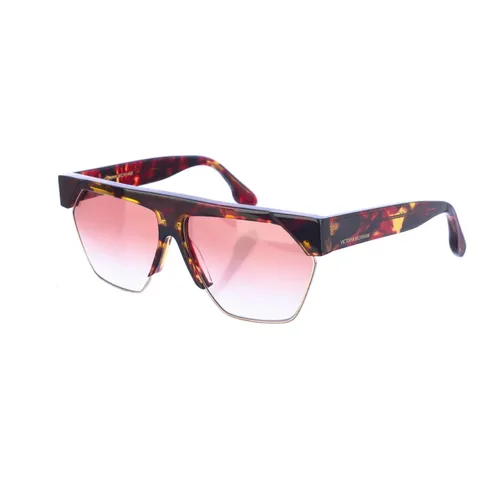Rectangular Acetate Sunglasses with Havana Blue Frame and Brown Gradient Lenses - Victoria Beckham - Modalova