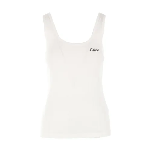 White Ribbed Cotton Tank Top - Chloé - Modalova