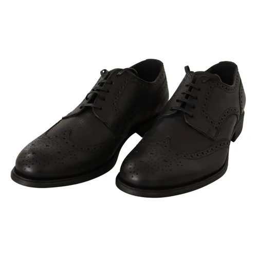Elegant Black Leather Wingtip Shoes - Dolce & Gabbana - Modalova
