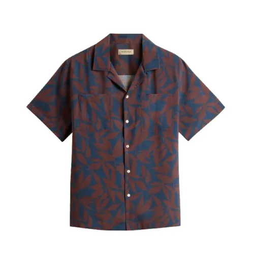 Blue Leaf Print Camp Shirt - Woolrich - Modalova