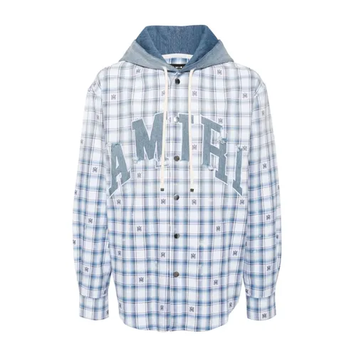 Gradient Check Overshirt Hooded Jacket - Amiri - Modalova