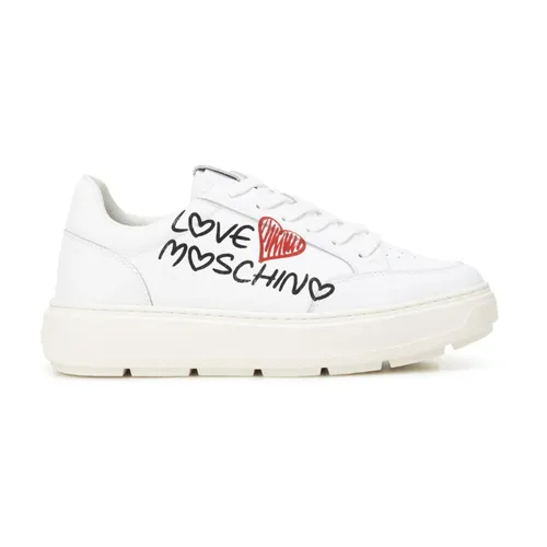 Graffiti Logo Leather Sneakers - Love Moschino - Modalova
