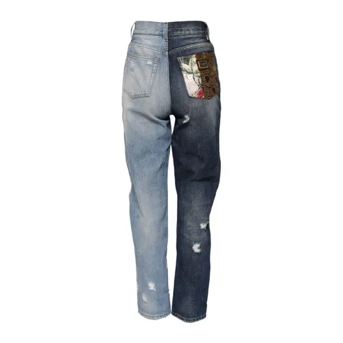 Multicolor Patchwork Tapered Denim Jeans - Dolce & Gabbana - Modalova